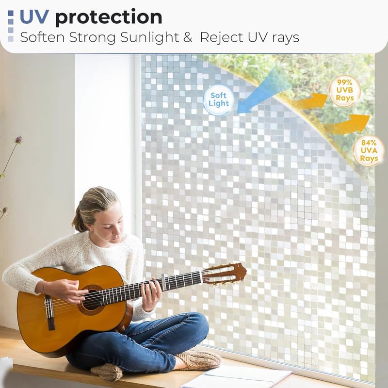 Image of Mosic Cube GlassFilm Window Film Window Sticker Glass stickerFor Privacy, Sun Control, Decor for Home, Office & Bathroom (24 Inch X 240 Inch)