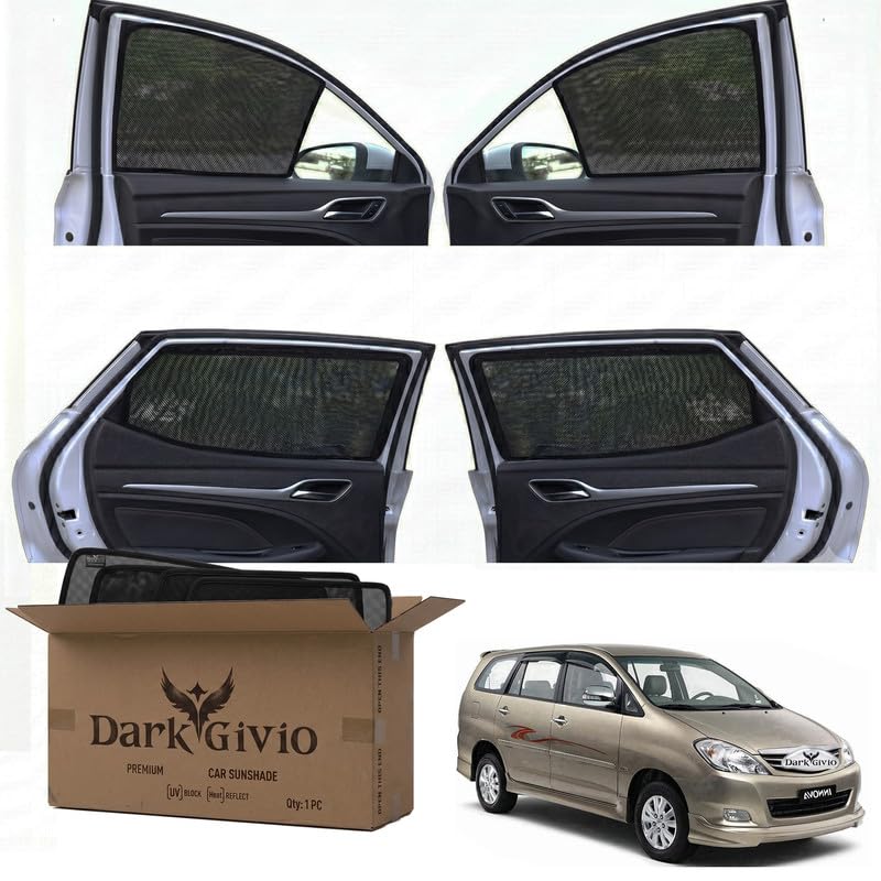 Image of Car Window Sun Shade Protector for INNOVA T 1 (Big SZ) | Exact Fit Non-Magnetic Half Cut Sunshade (Set of 4 /6) | UV Blocker Side Window Car Curtains & Interior Accessory