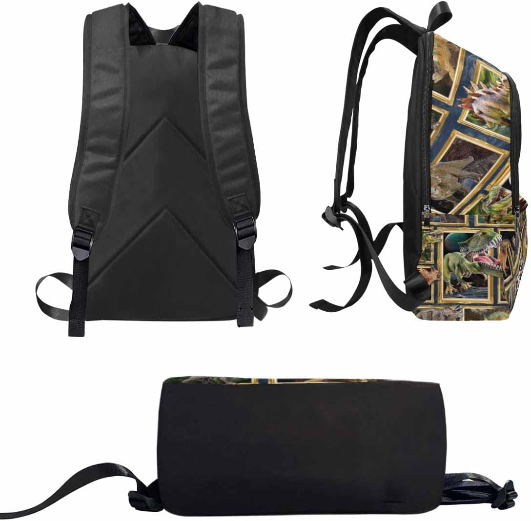 InterestPrint Personalized Casual Backpack, Dinosaurs Custom Name Shoulder Bookbags for Men Women Novelty Bags for Teenagers