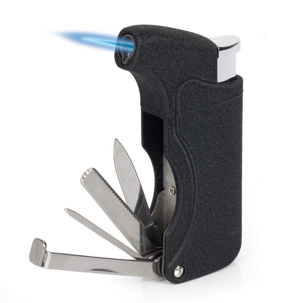KATZONE - Tobacco Pipe Lighter & Czech Pipe Tool - All in One - Torch Jet Flame (Black)