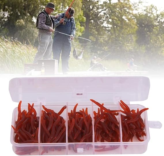 Valkyrie 3.5cm Artificial Silicone Worm Fish Food with 200 Scented Boxes - Realistic Appearance - Perfumed - Locked Box