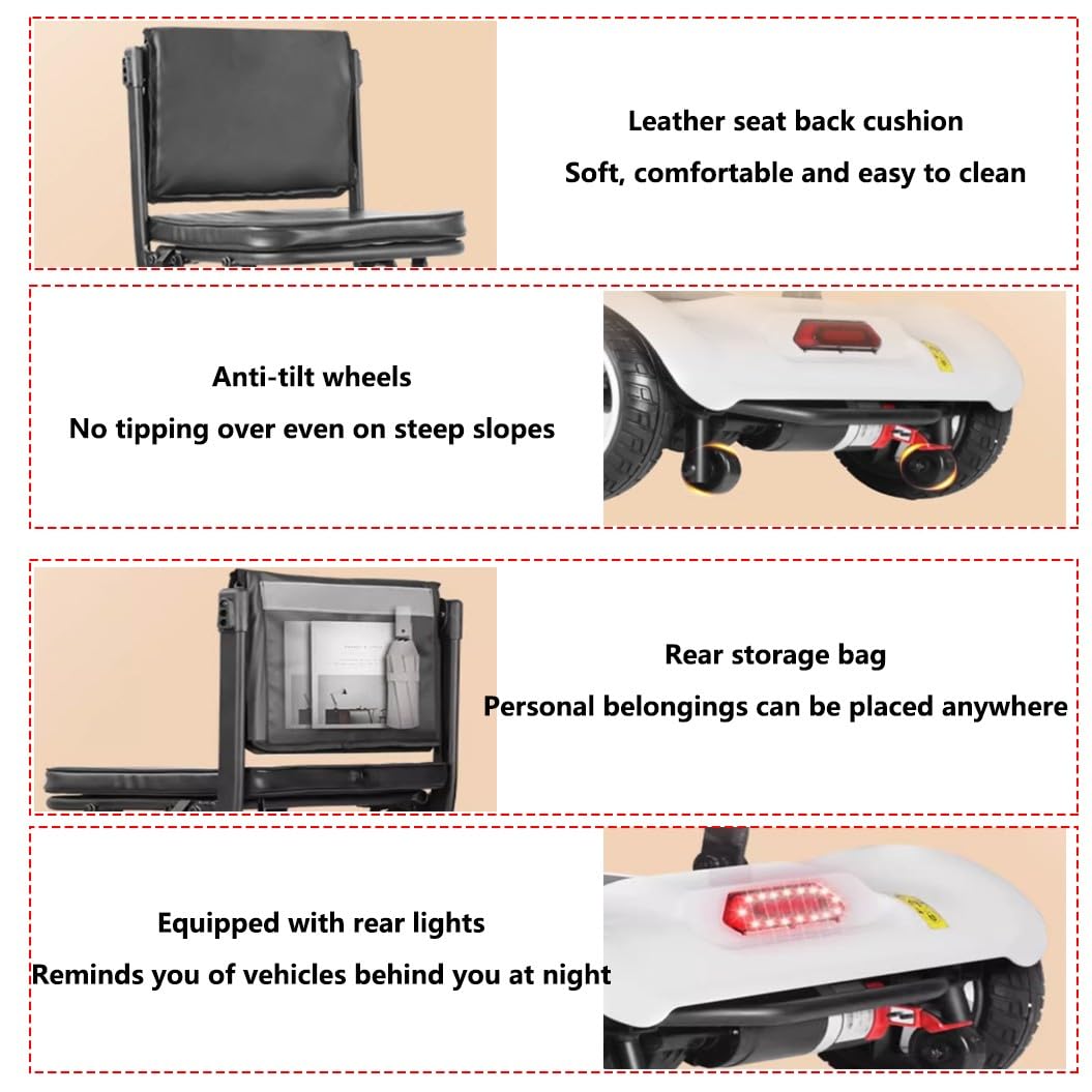 Scooters De Movilidad Scooter De Movilidad De 4 Ruedas,Scooter De Movilidad Plegable Portátil,Scooters para Personas Mayores,Silla De Movilidad De 4 Ruedas,Carga 120 Kg/265 Lbs A