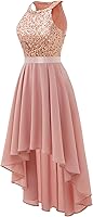 Vista 5 de Dressystar Vestido de cóctel de encaje halter para mujer, vestido de fiesta de dama de honor con escote transparente