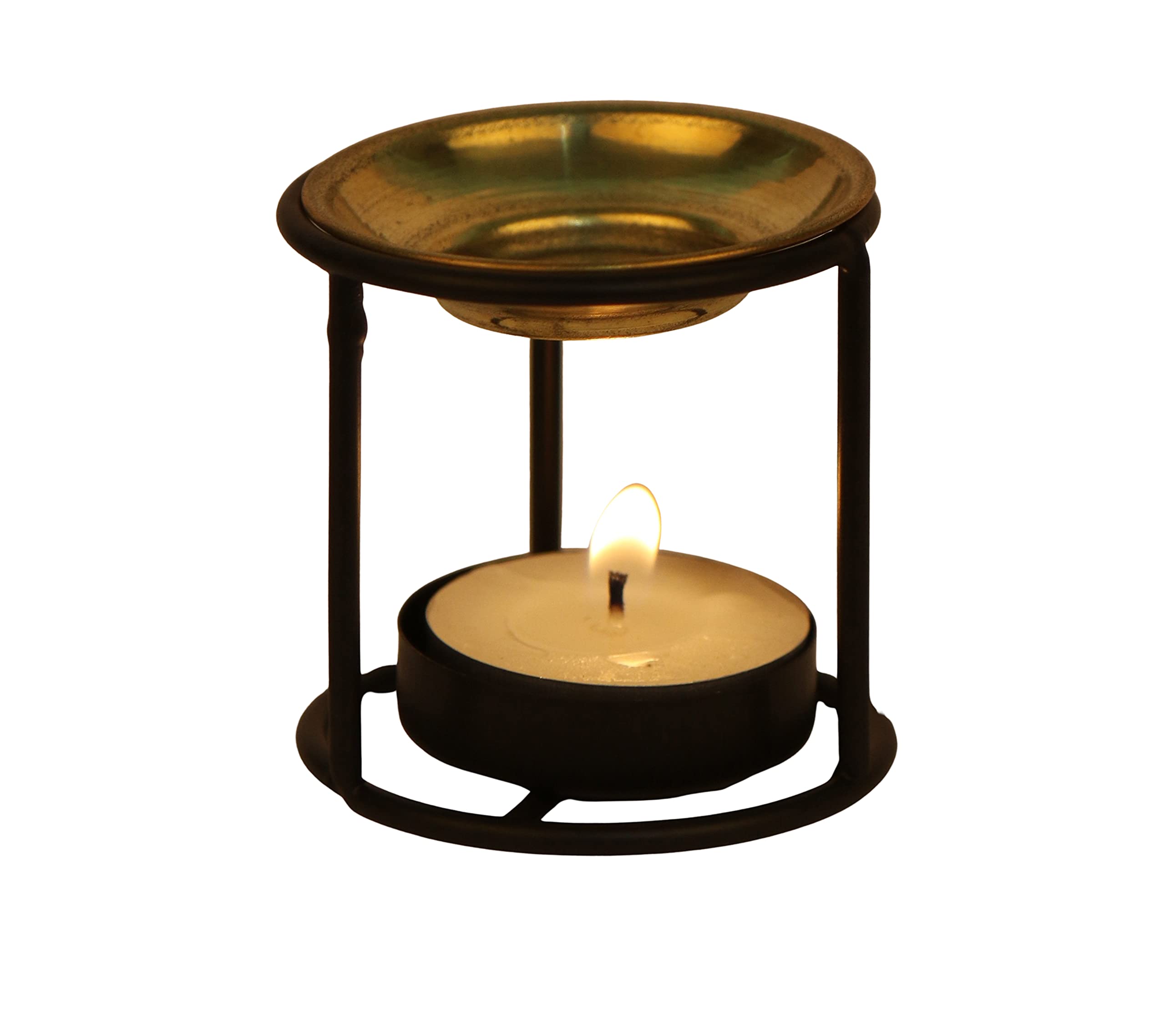 Pure Source IndiaThe Retailer House Metal Powder Coated Stand & Brass Bowl Aroma Burner Very Cute in Terms of Size & Design