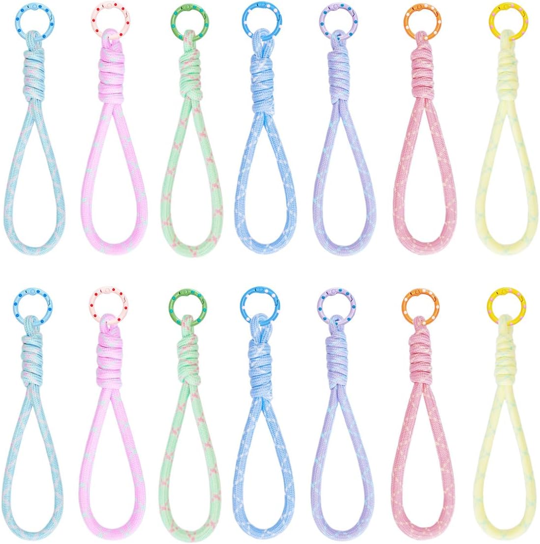 14 Pack Paracord Rope Keychain Set, Handmade Woven Rope Keychain