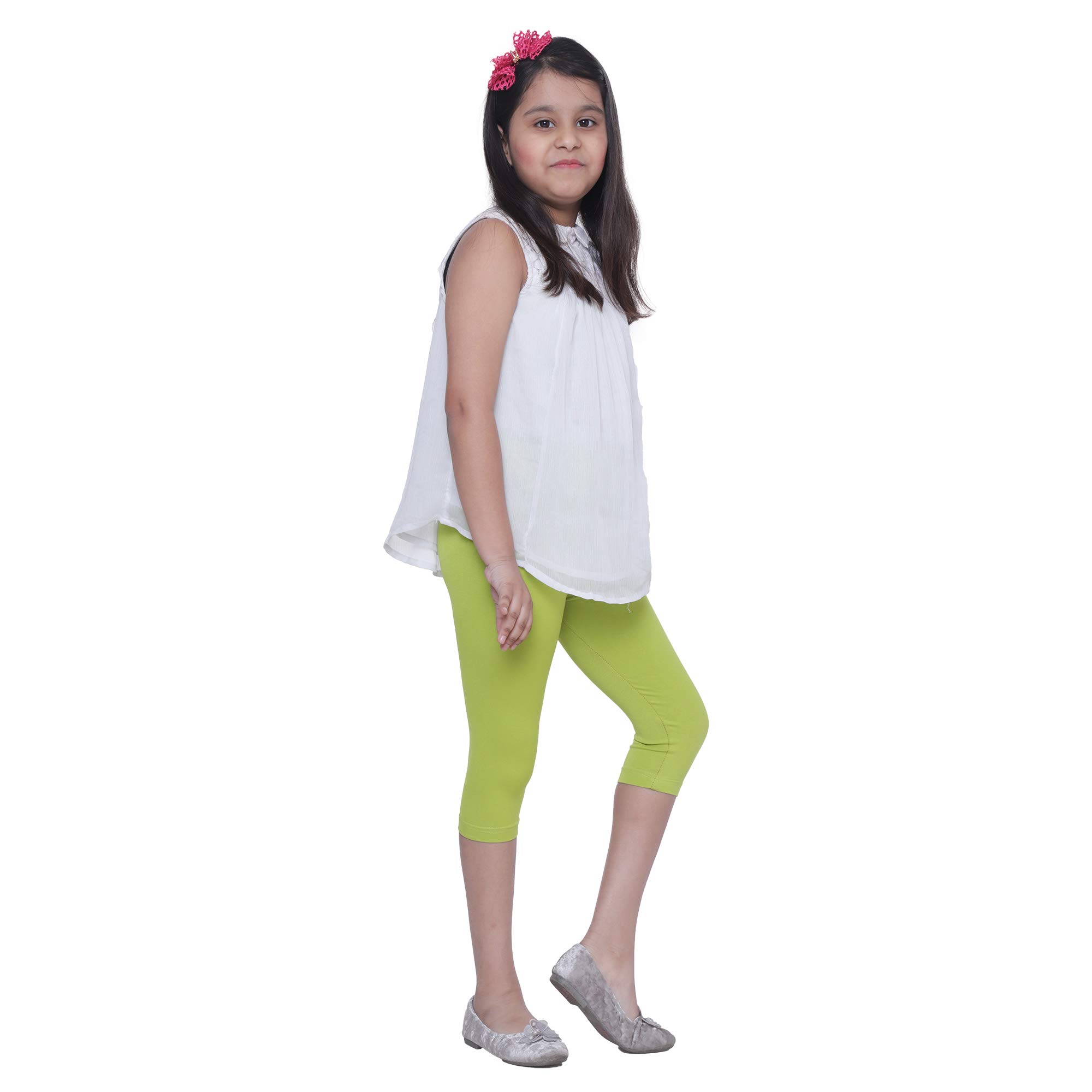 Robinbosky Premium Girls CapriLeggings Blue Green and Pink Value Combo Pack of 3 (12-13 Years, Blue Danube,Mint Green and Pink Lady) - Image 4 thumbnail