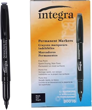 Integra Permanent Marker, Fine Point, Fade/Water Resistant, Black ITA30016