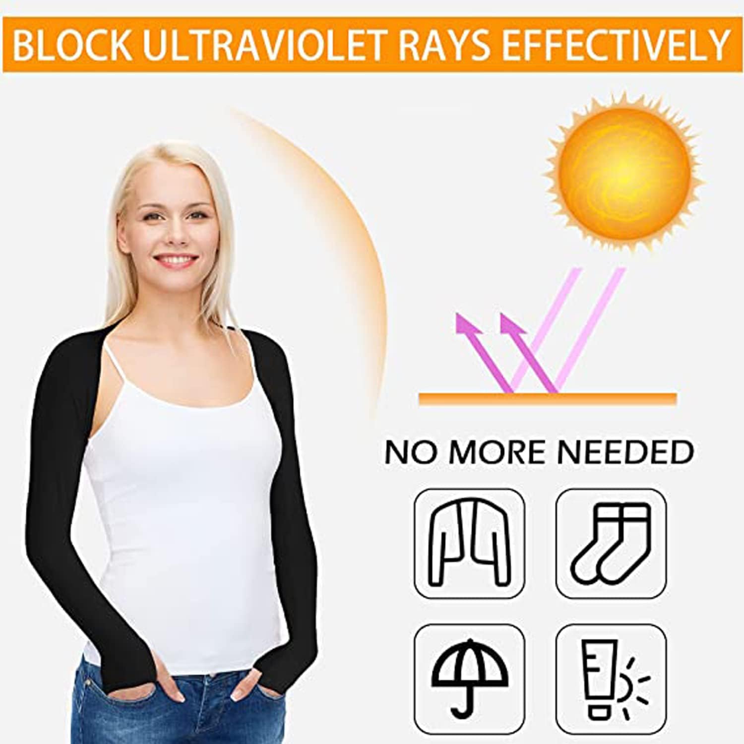 Cool Shawl Arm Covers 2-Pack Sun Protection with Finger Holes UV Protection Arm Covers for Golf - Image 4