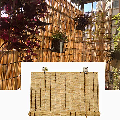 XZRR Persiana Estor De Bambú-persianas Enrollables-estores Exteriores, 60% De Tasa De Sombreado,Decoraciones para El Hogar,Colgando,Persianas De Caña -Cortina De Madera