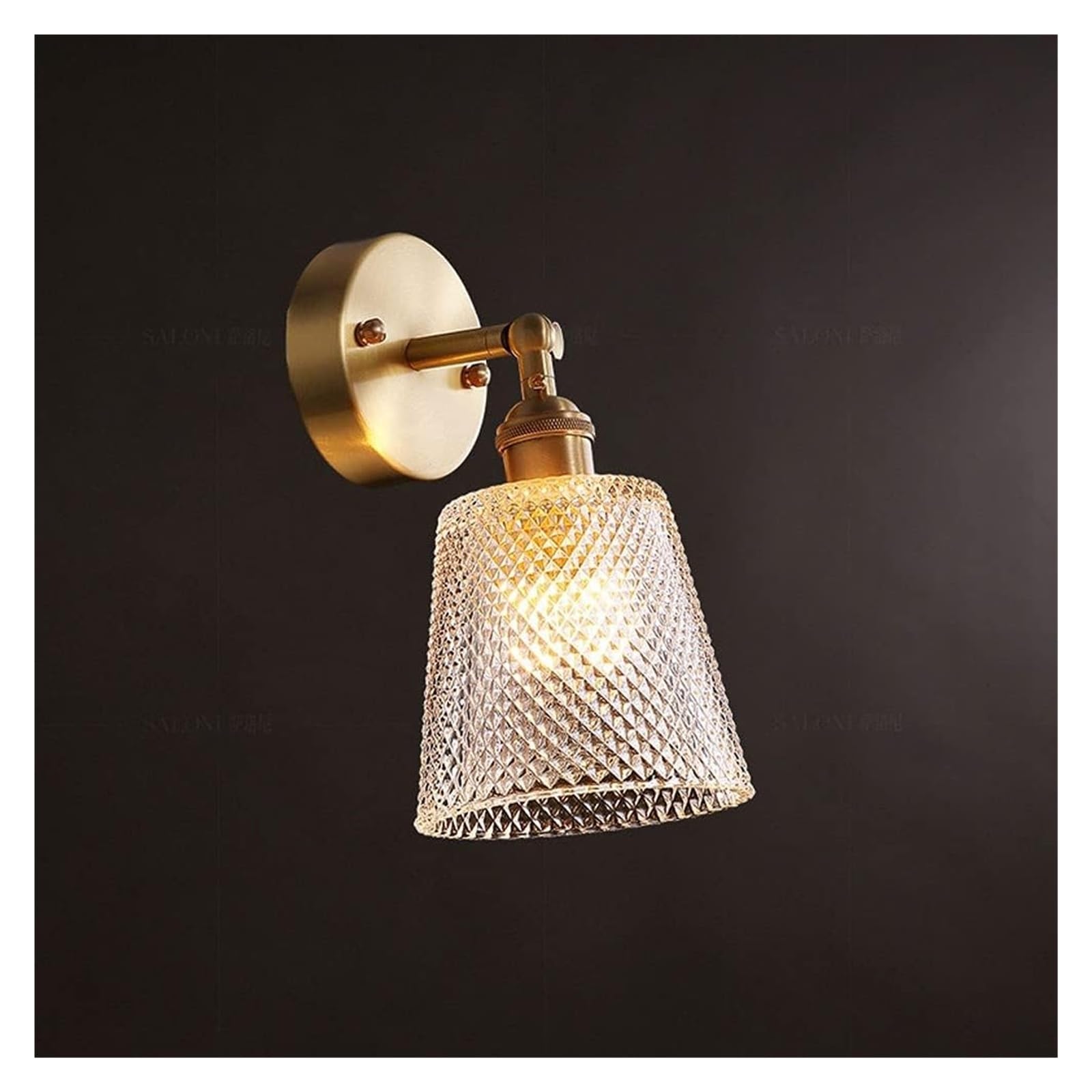 ZTCHSENZT Brass Bedside Wall Lamp with Clear Glass Lampshade, Modern Copper Wall Sconce Rotatable Indoor Lighting Fixture Chandelier,Clear