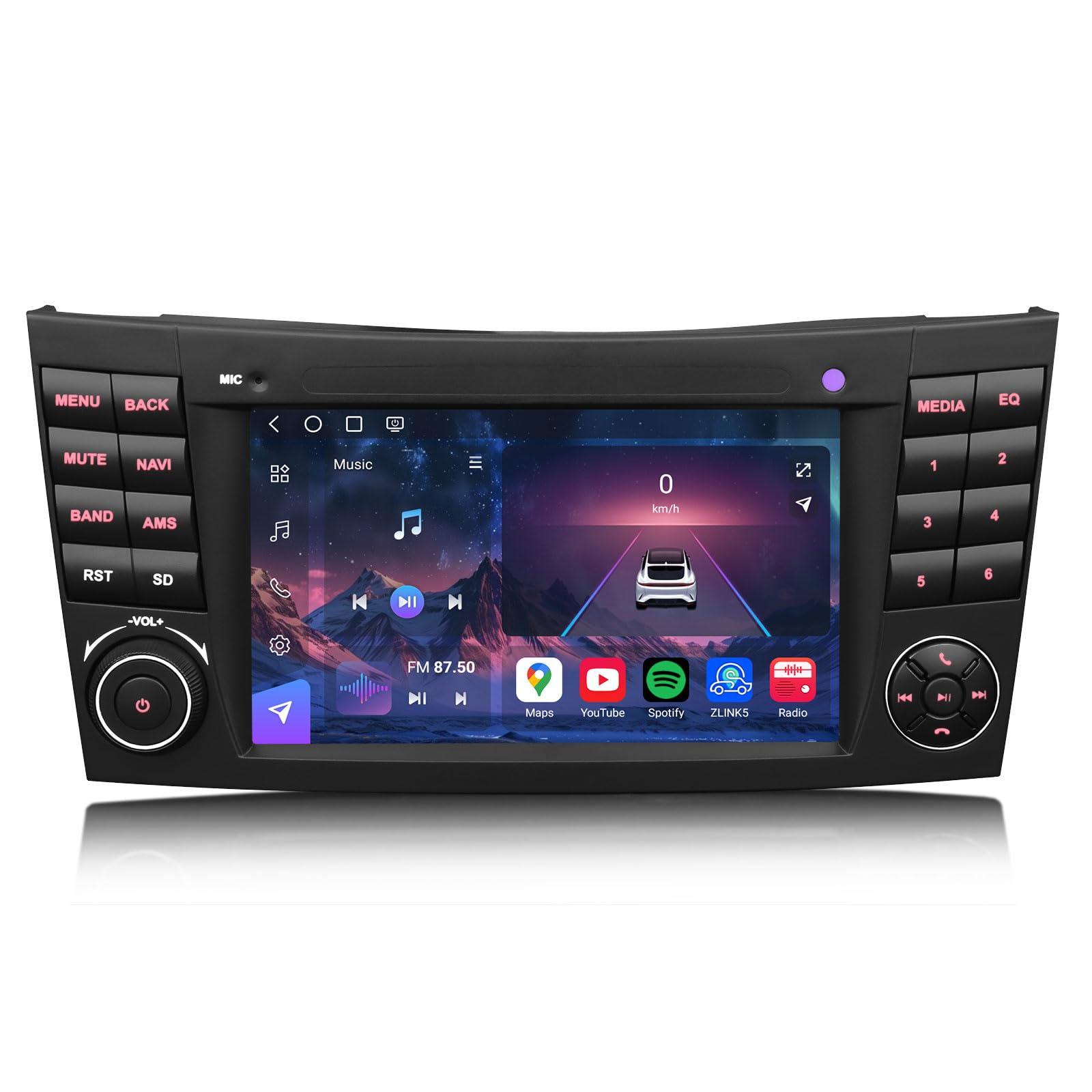 Qualcomm Android 16 Radio Coche para Mercedes Clase E W211 Clase CLS W219 | 8-Núcleo 8GB+128GB 7 Pulgadas Pantalla IPS GPS Navegador Bluetooth 5,1 CarPlay Android Auto WiFi 4G DAB+ FM RDS DSP Canbus