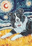 Toland Home Garden Van Growl Border Collie 12.5 x 18 Inch Decorative Puppy Dog Portrait Starry Night Garden Flag