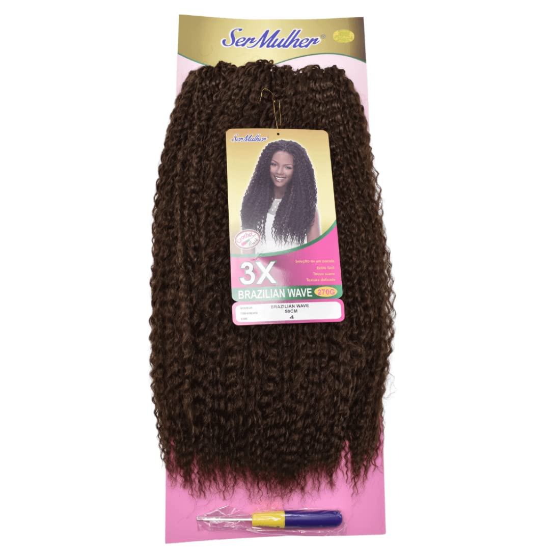 ALESSIA- Pelo Rizado para Crochet Braids 65cm 320Gr (4 Castaño Oscuro)