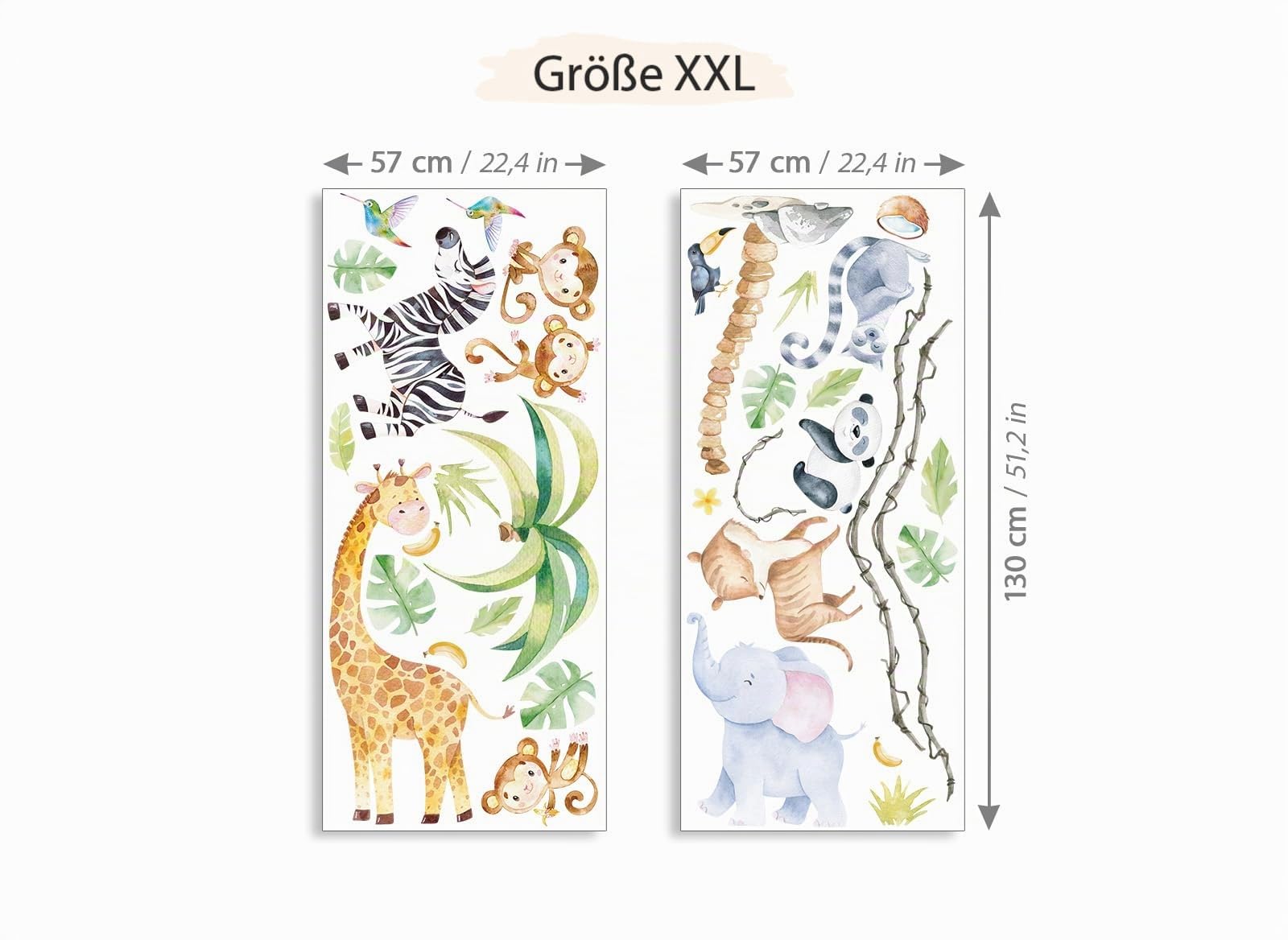 Grandora XXL Wandsticker Set Safari Tiere Wandtattoo Baby Kinderzimmer DL769-5