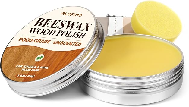 Food Grade Beeswax Wood Conditioner & Furniture Polish - Natural Unscented Wood Polish for Furniture, Cutting Board, Cabinets & Antiques - Non-Toxic & Safe Bees Wax Cleaner for All Wooden Surfaces