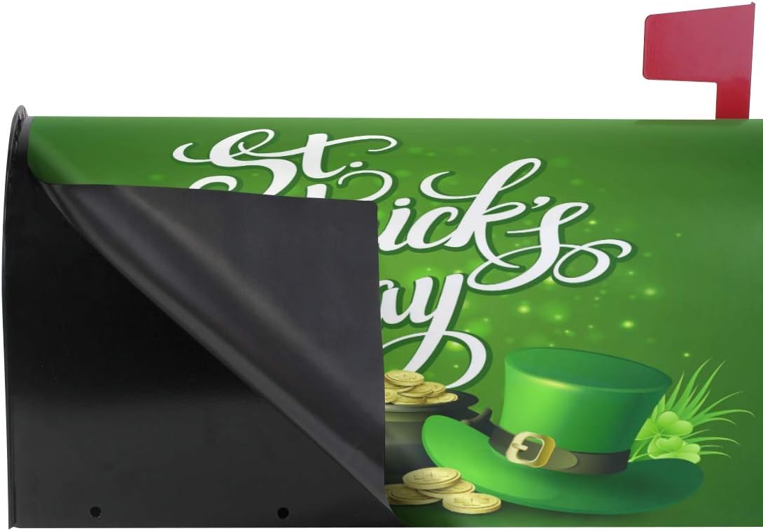 WOOR St Patrick's Day Magnetic Magnetic Mailbox Cover Standard Size for Garden Yard Outdoor Decorations-18 x 20.8"