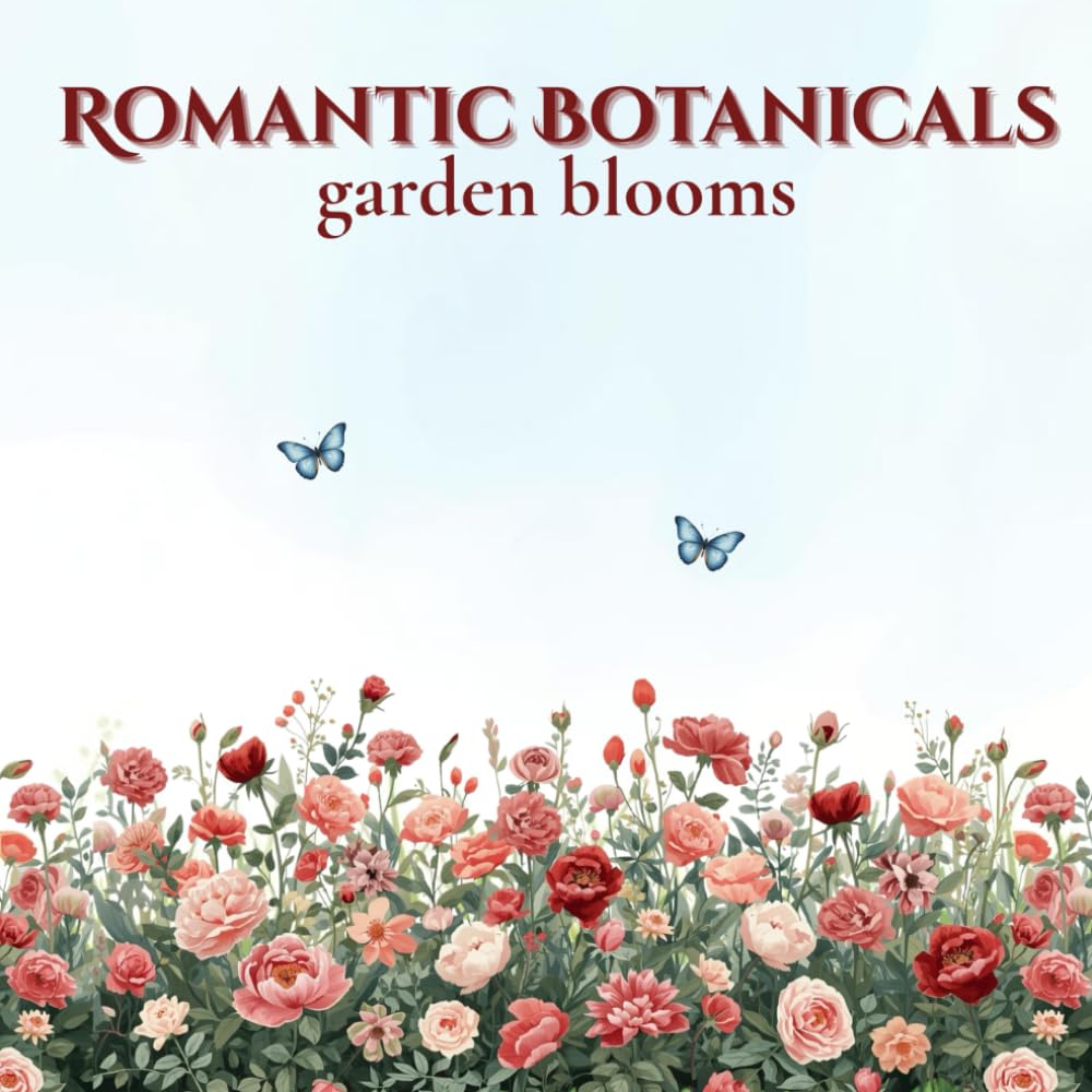Romantic Botanicals Garden Blooms: A Calm and Elegant Nature-Themed Coloring Series for Stress Relief and Relaxation