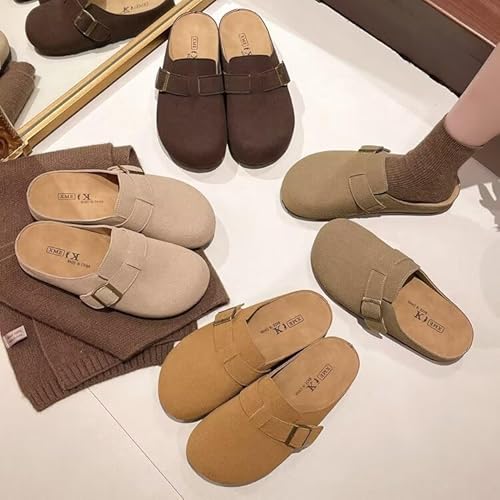 صندل شمواه من الفلين للنساء من جلد البولي يوريثين، صندل بنعل داخلي للحديقة مع دعم قوس القدم