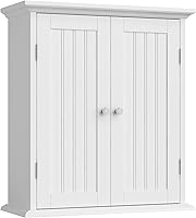 ChooChoo Over Toilet Bathroom Wall Cabinet - Space Saver Medicine Storage with 2 Doors & Adjustable Shelves, White MDF