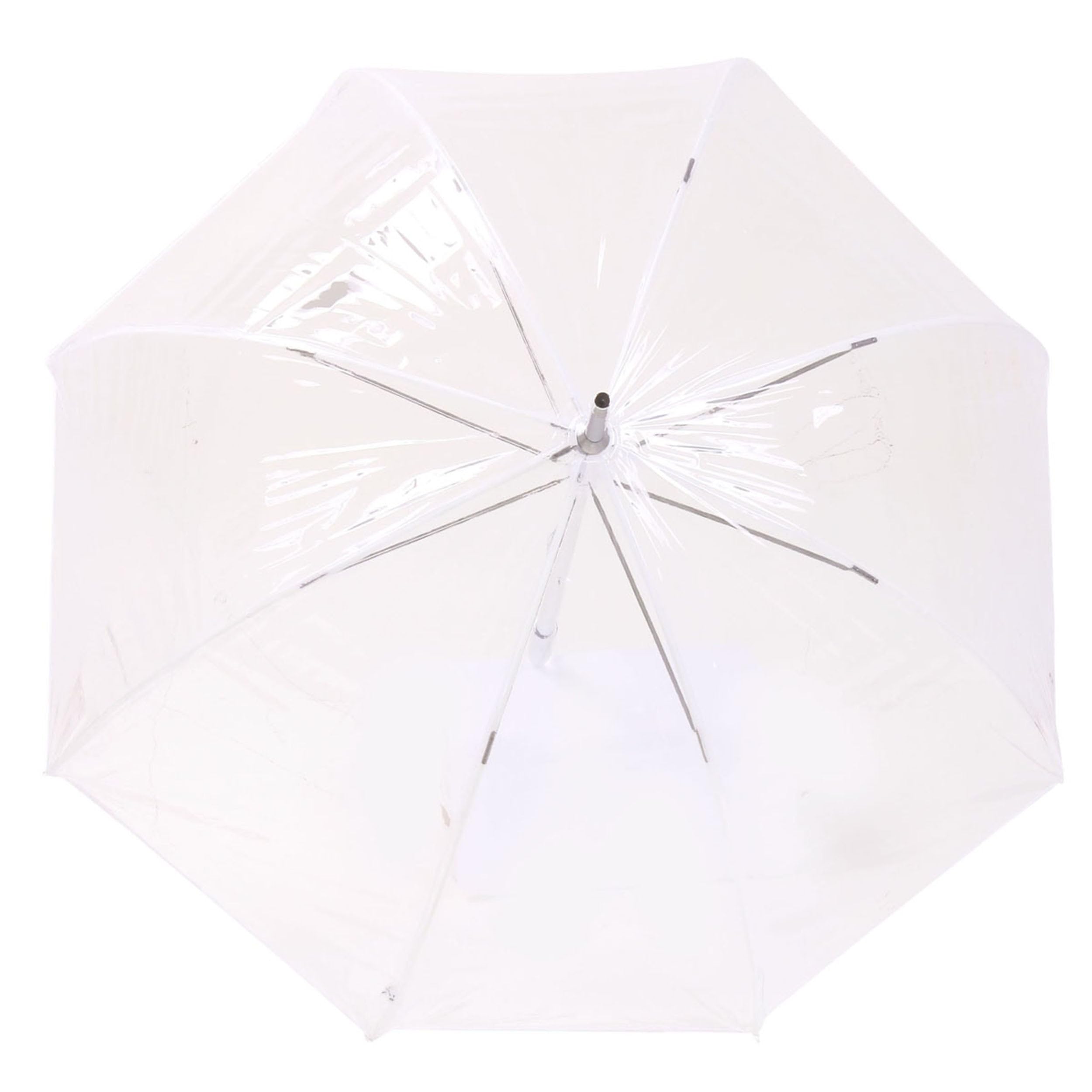 Isotoner Parasol przezroczysty przezroczysty dzwonek damski biały brzeg, przezroczysty, Klein, parasol kijkowy