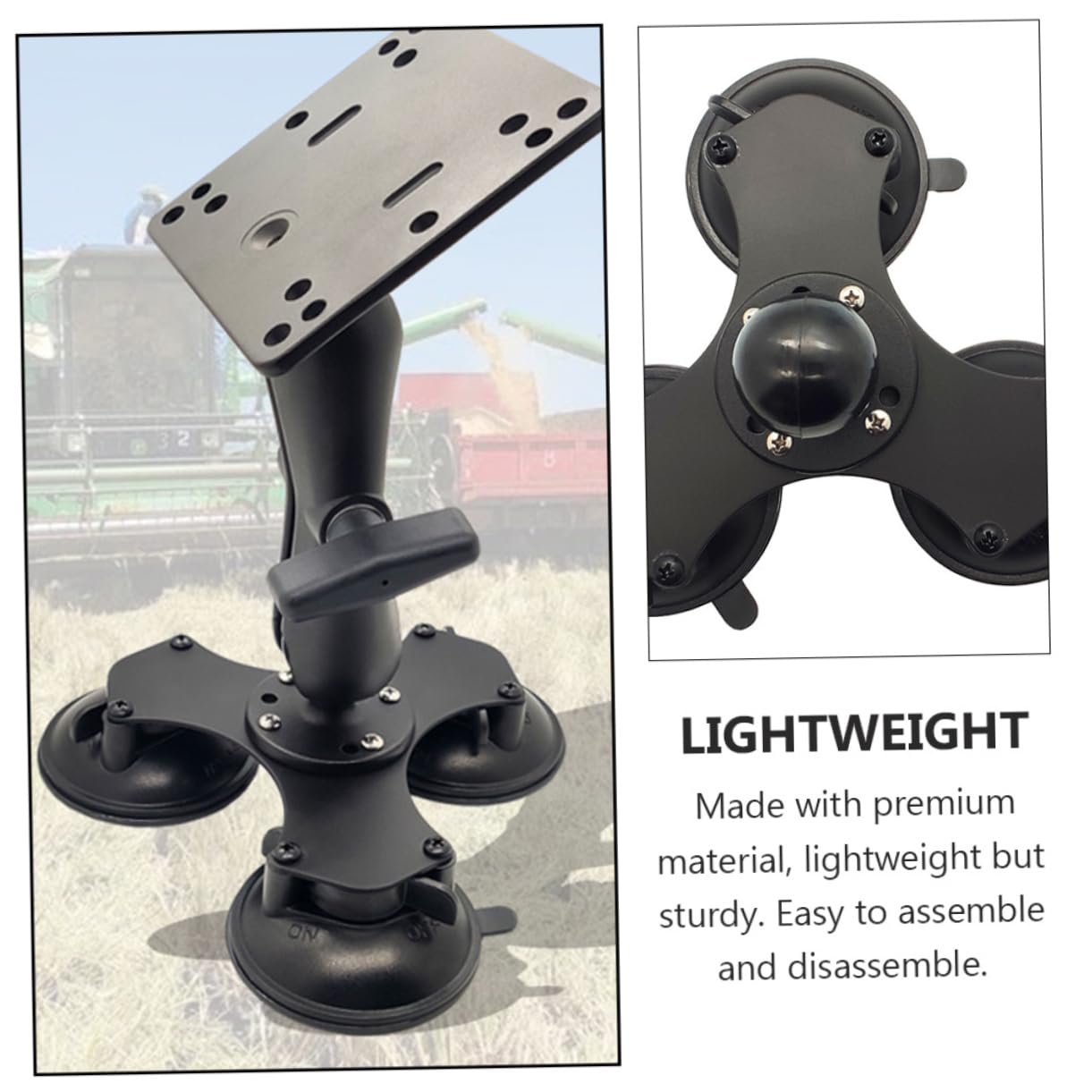 EXCEART Soporte de Parabrisas Triple Ventosa y Rótula Giratoria Soporte de Ventosa Rótula para Coche Compatible Telefonos y Dispositivos GPS