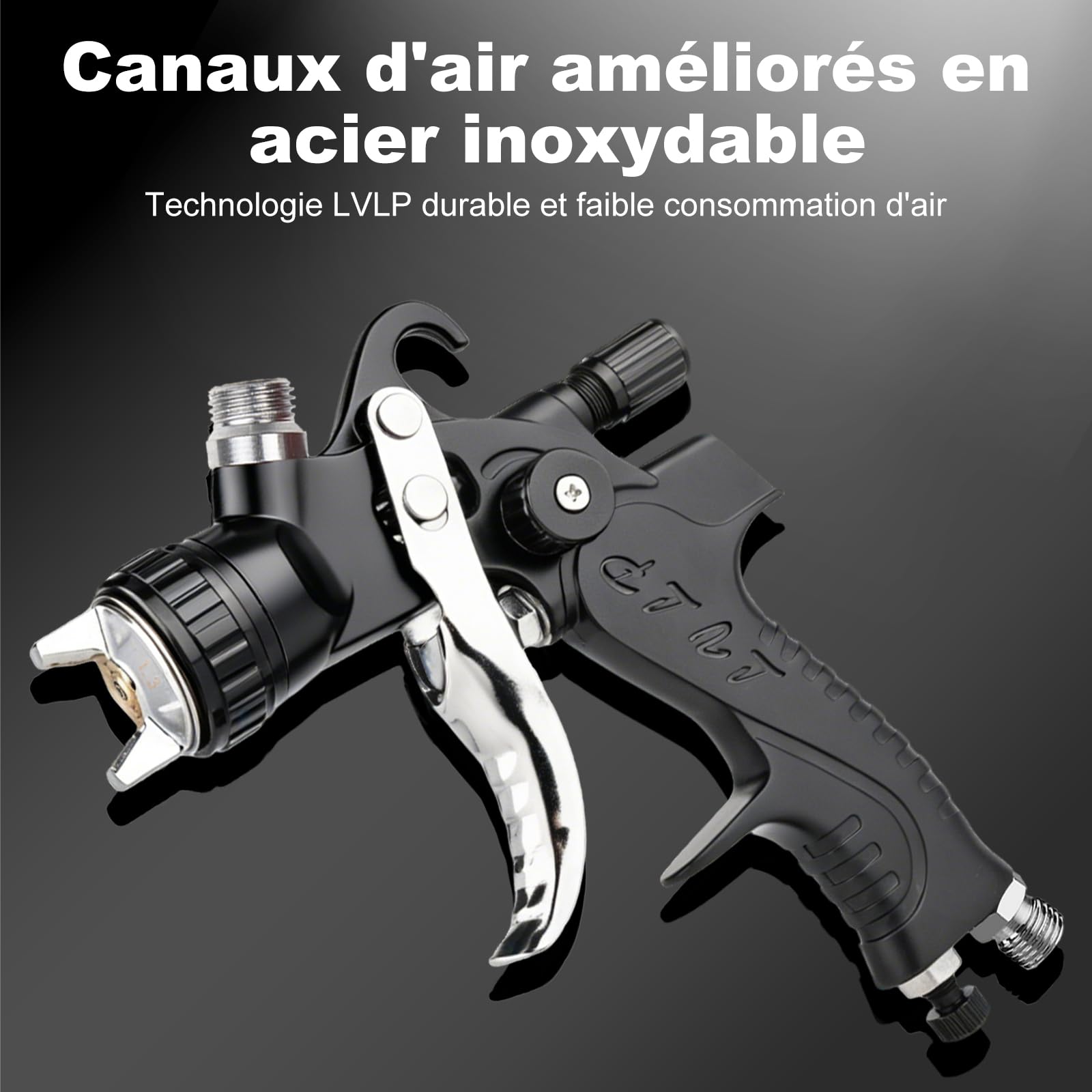 LVLP Pistolet pulvérisateur avec gobelet mélangeur de 650 ml et 10 gobelets jetables, buses de 1,3/1,7/2,0 mm, pistolet à peinture pour voiture, maison, meubles, clôtures, peintures et vernis de