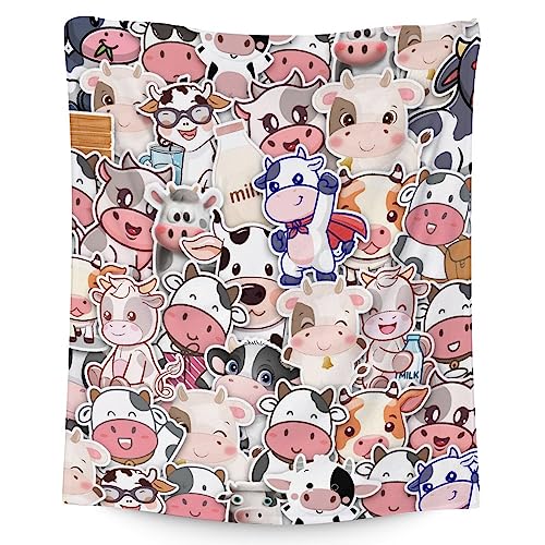 Cow Blanket Gifts - 50"x60" Cute Throw for Women, Girls - Colorful Soft Fuzzy Blankets for Bed, Couch & Living Room