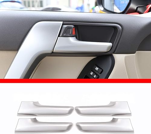 Miniatura 9 de ABS cromo interior manija de puerta Trim 4 unids para Toyota Land Cruiser Prado FJ150 150 2010-2019 Accesorios de coche (grano de madera de pino)
