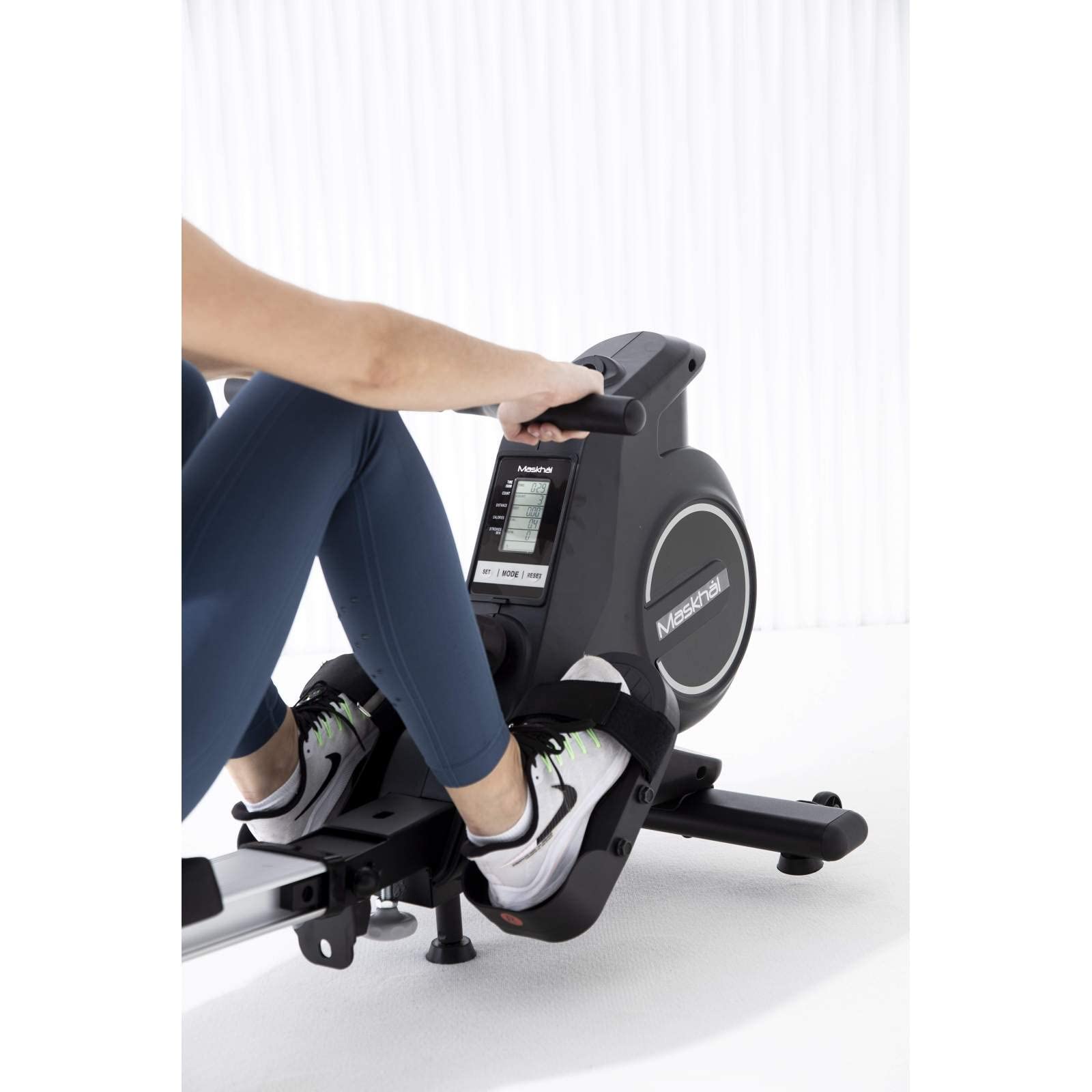 Máquina de Remo Maskhal Home MK270, Entrenamiento de Remo en Casa o Gimnasio, 8 Niveles de Resistencia, Consola LCD, Conexión Bluetooth con Móvil o Tablet