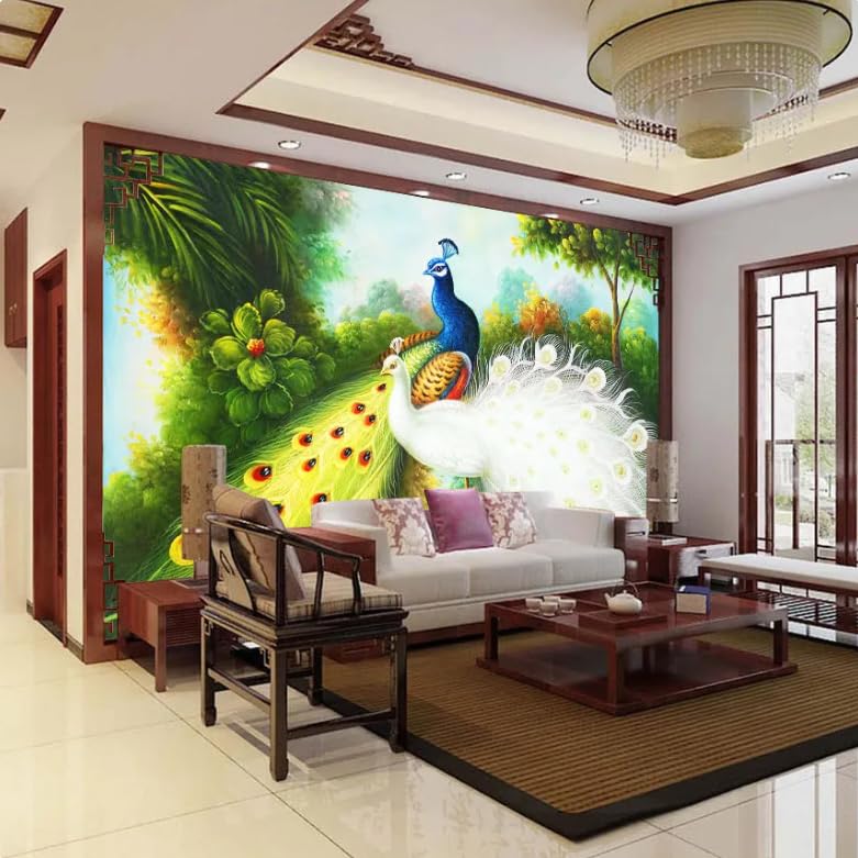 Papier peint photo moderne 3D pour agrandir un petit salon avec fond Ginkgo