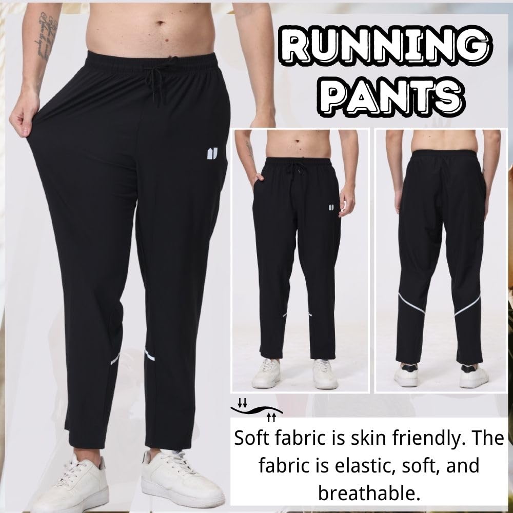 Hpbygstae Pantaloni sportivi da uomo, tasche elasticizzate con cerniera, per jogging e corsa, confezione da 3