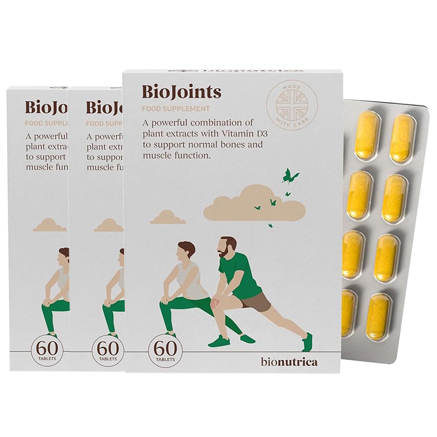 BioJoints- Pack of 3 (60X3=180 Tabs)-A Powerful Combo of Glucosamine, Chondroitin, MSM, hyaluronic Acid, Vitamin D3 & Turmeric for Natural Joint, Bone & Muscle-GMP Certified- 3 Months Supply