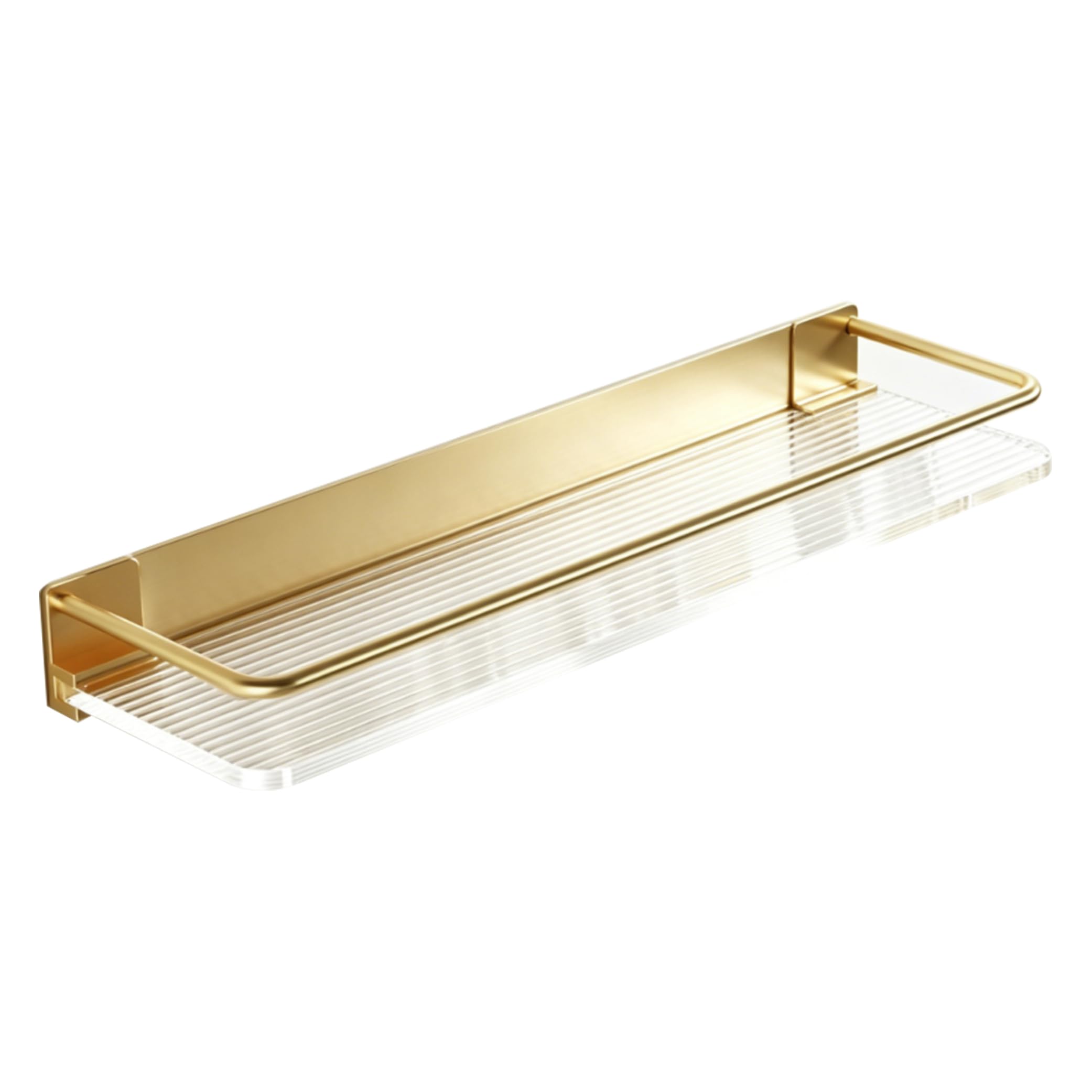 Xoeryoy Gold Shelves, Floating Shelves, No-Drill Wall-Mounted Bathroom Storage Shelf, Space Aluminum & Acrylic, 11.81 Inch
