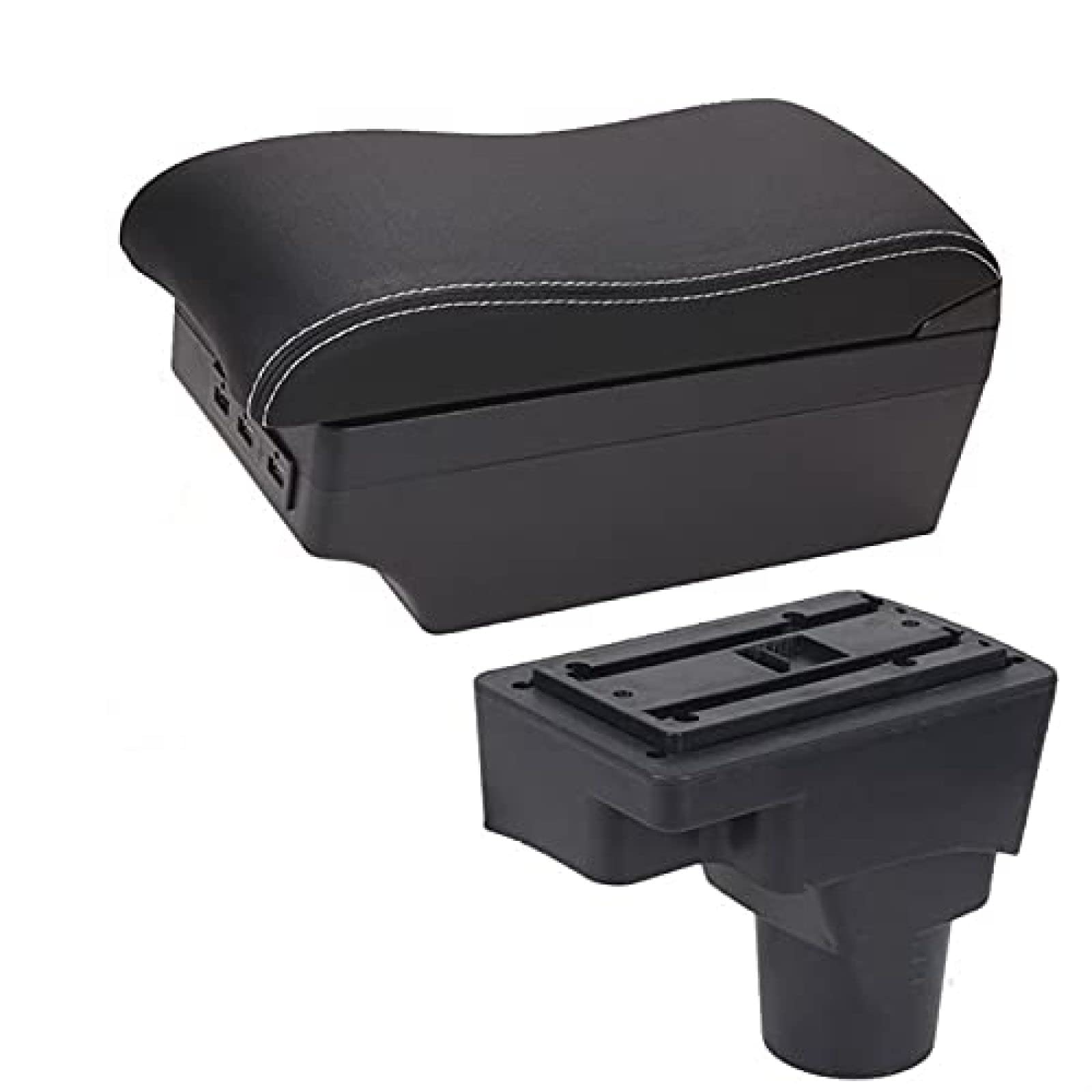 Podłokietnik Box pasuje do Chevrolet Sonic Aveo Części doposażenia wnętrza pudełko do przechowywania części samochodowe USB, czarno-biała linia