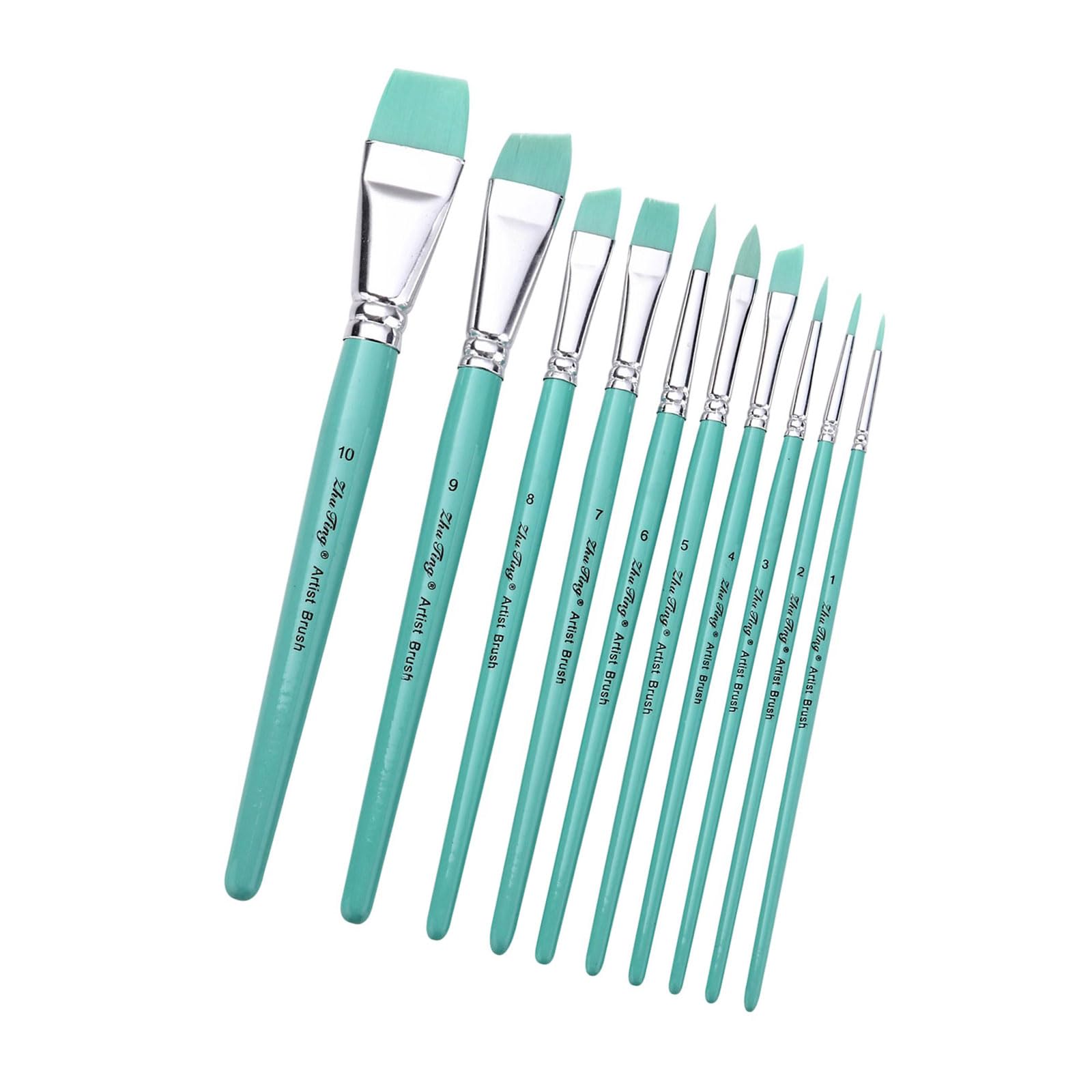 10Pcs Artist Paint Brush Nylon Bristle Brush for Acrylics Oil Gouache Watercolor Painting Rock Canvas Artist Brushes for Oil