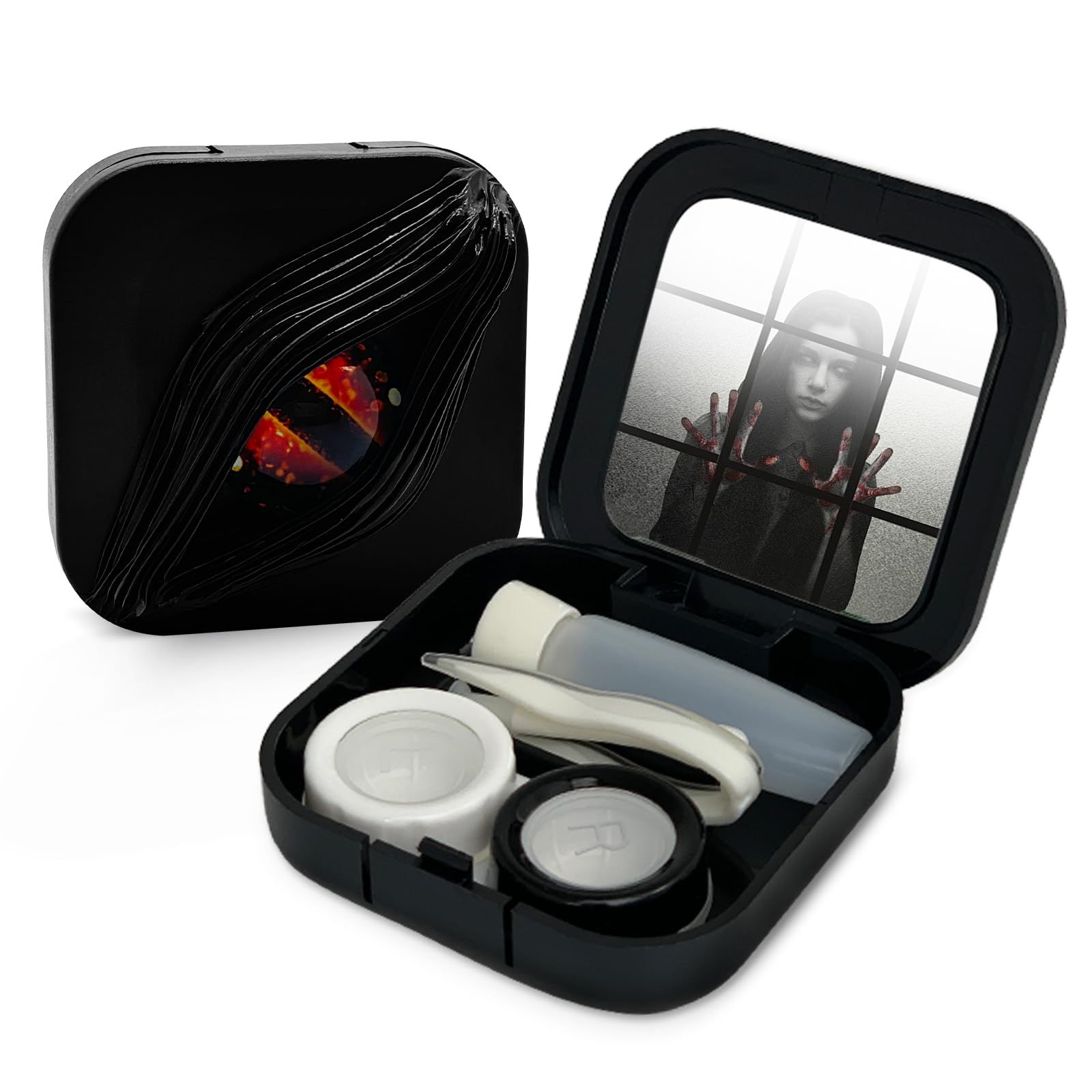 UpaClaire Contact Lens Case Fancy Halloween Gifts Eyes Personality Box Mirror Unique Storage Travel Portable Holder Boxes