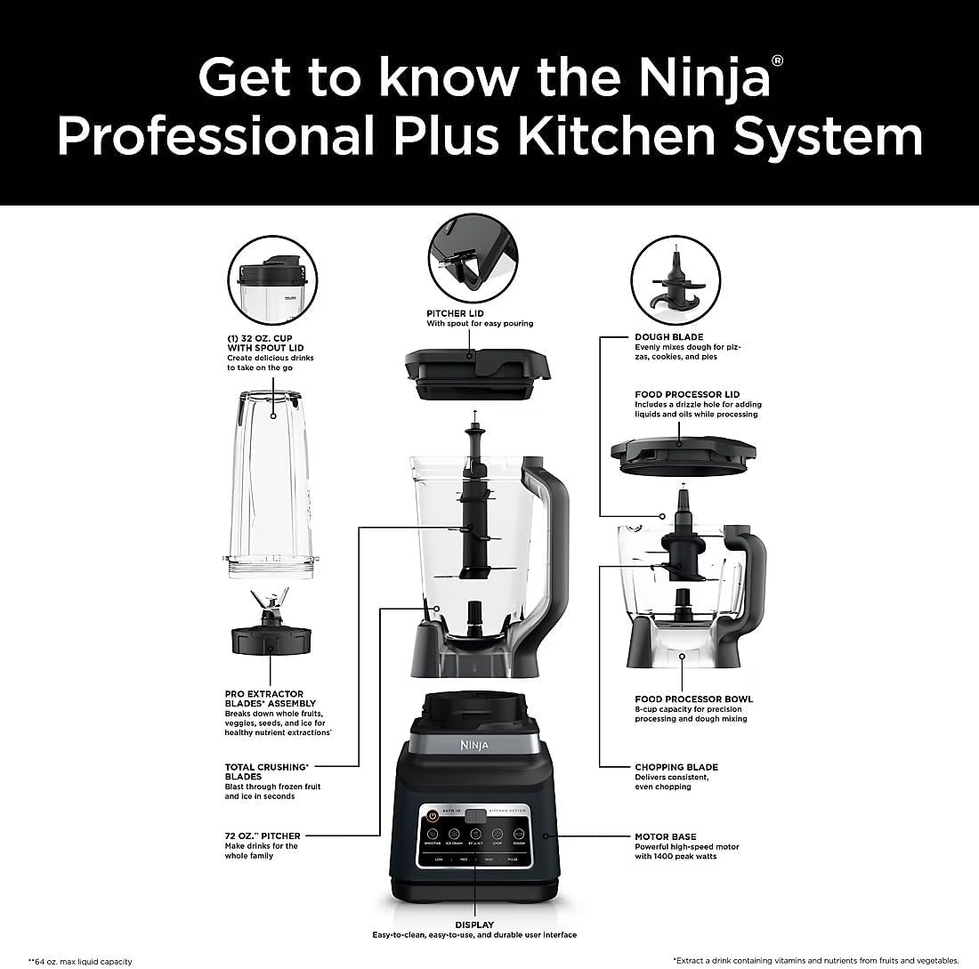 Amazon.com: Ninja Pro Plus Kitchen System, 1400W, 5 in1: Smoothies