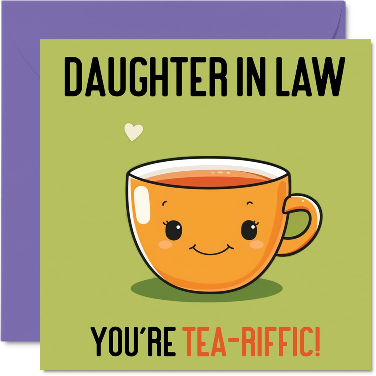 Birthday Cards for Daughter in Law - Tea-riffic - Funny Happy Birthday Card for Daughter-in-law from Mum Dad in Law, Daughter Gifts, 145mm Joke Greeting Cards Women Her