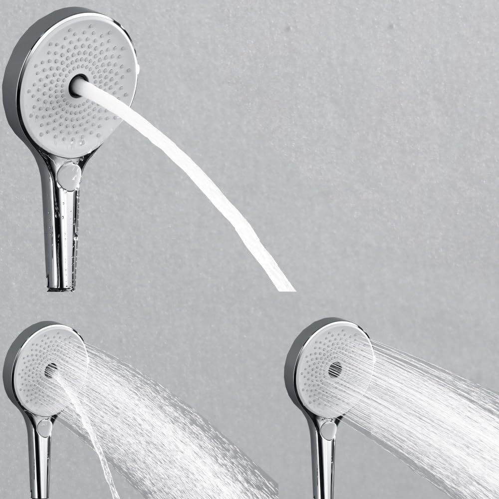 Alcachofa de Ducha, Alcachofa Ducha Antical, 3 Funciones de Chorro, Ahorro de Agua, Cabezal Ducha de ABS con Manguera de PVC de 1,5 m y Válvula de Latón (con Entrada y Soporte Giratoria)