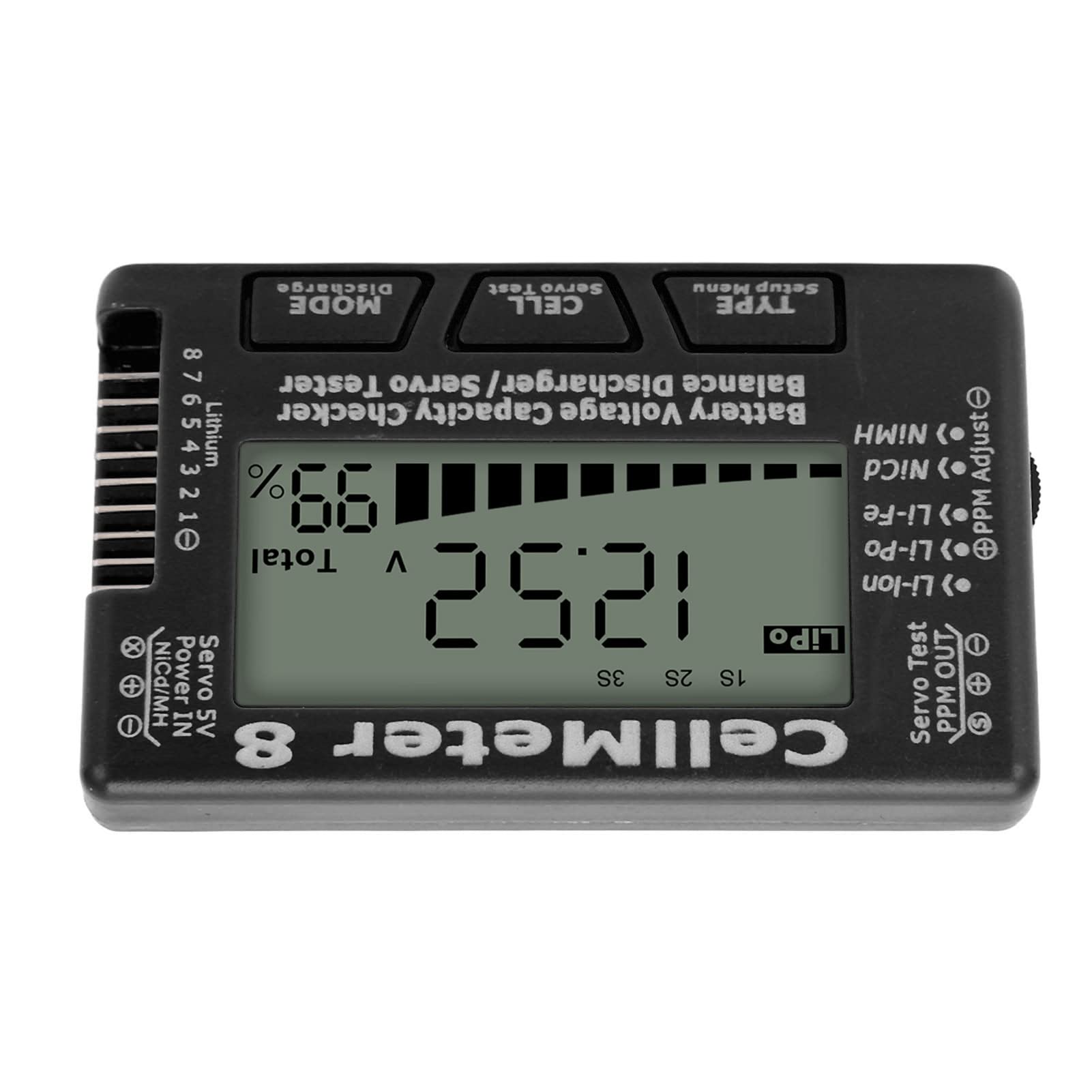 Digital Battery Capacity Checker Tester Detector Battery Balance Discharger Servo Tester Smart Battery RC Car Checker for LiPo(Black)
