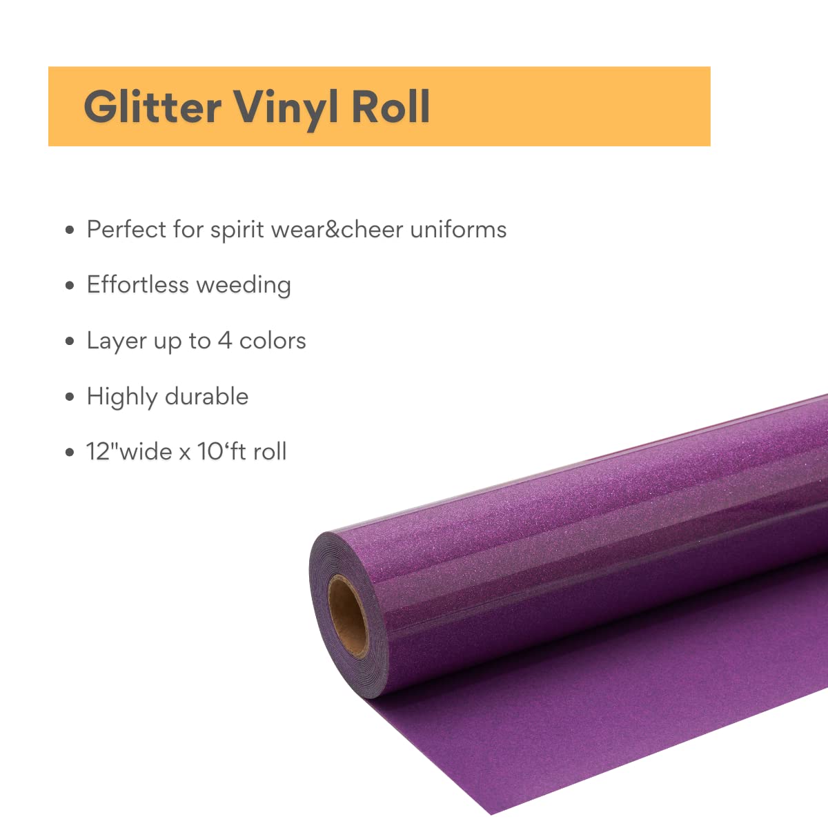 HTV Glitzer-Vinyl Rolle 30,5 X 3 M – Zum Aufbügeln, Für T-Shirts, Taschen, Selbstgemachte Geschenke