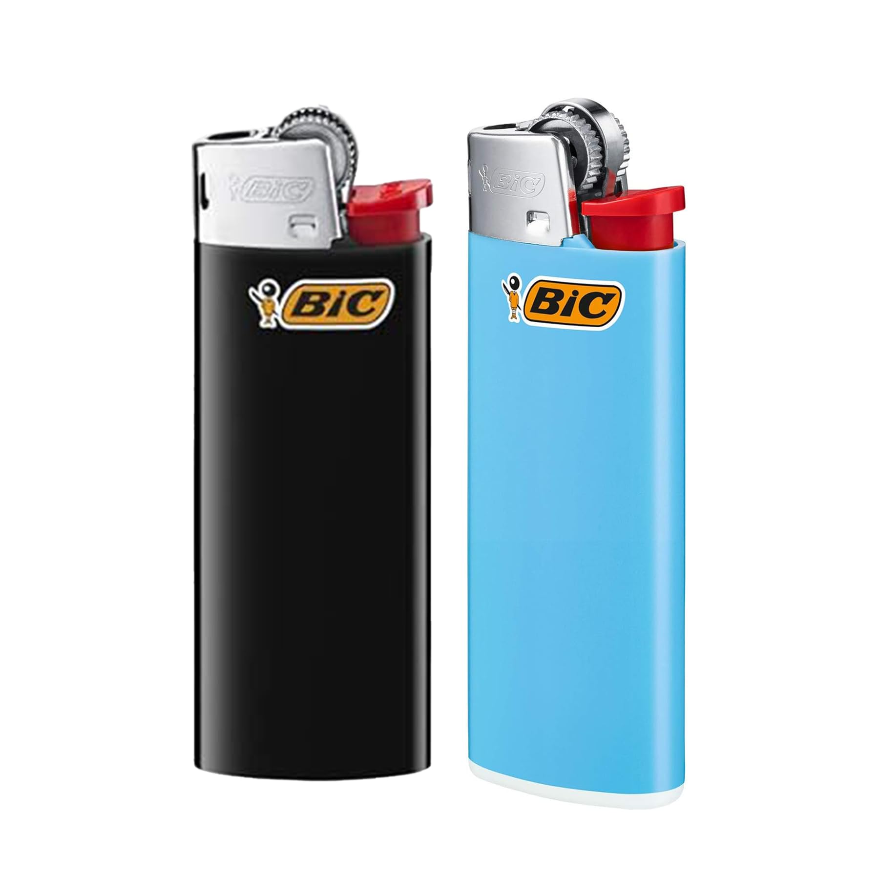 BIC J25 Mini Lighter – Alloy Steel & Resin Build Lighters, Up to 1,450 Lights Assorted Colour & Long Lasting Gas Lighter, Compact & Small Pocket Lighters for Smoking, Camping & BBQ | Pack of 2