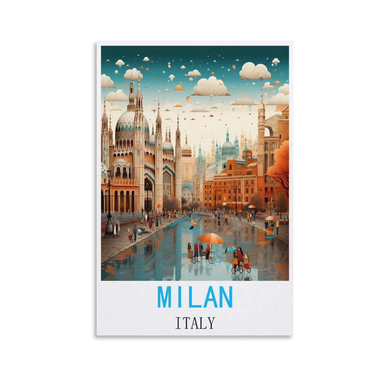 Hsayyiii Unframe-Style Milan Italy Vintage Travel Posters 08X12inch(20X30cm) Canvas Art Poster And Wall Art Picture Print Bedroom Decor