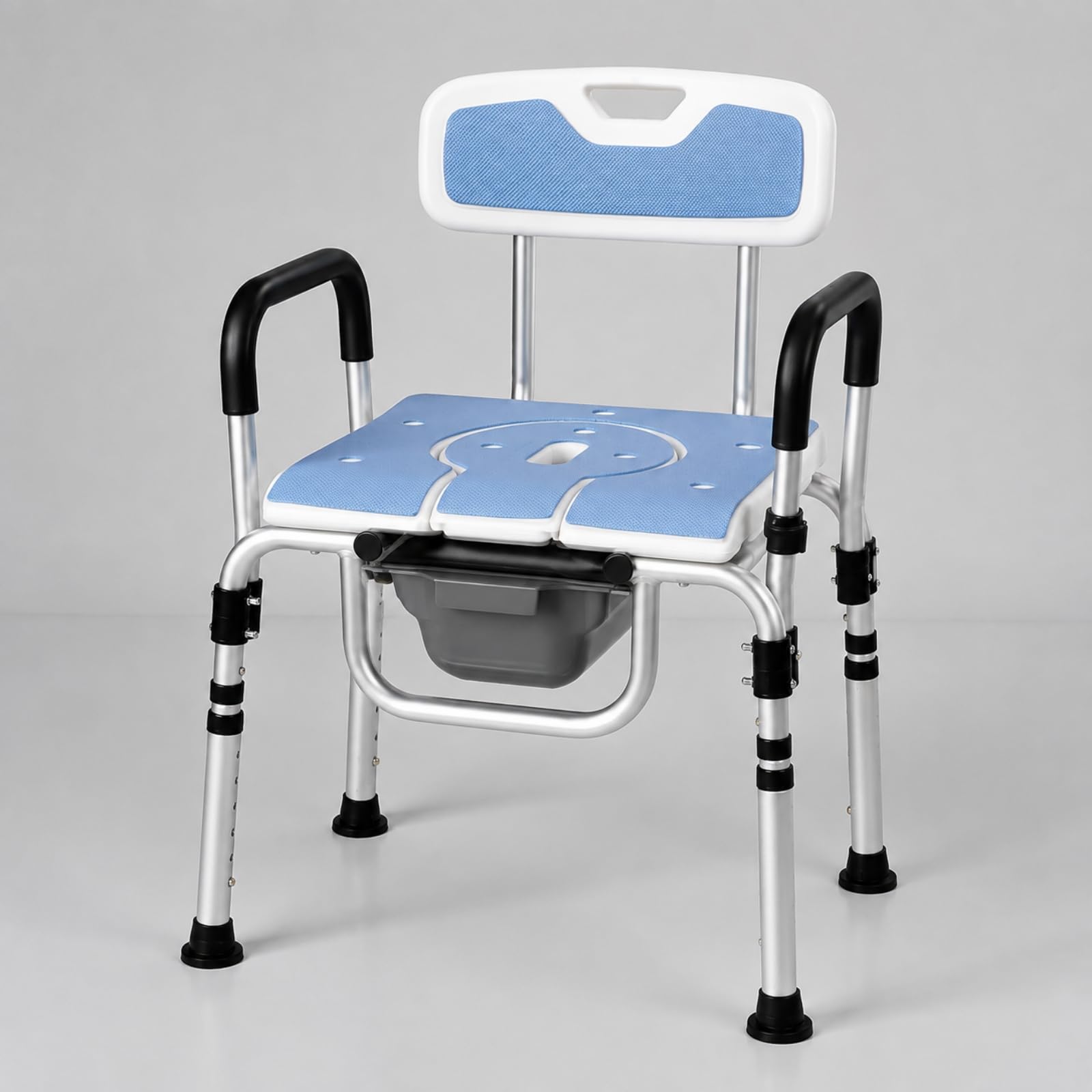 Sharplace Asiento Inodoro Antislizante Silla Ducha con Cubeta Extraíble Resistente para Adultos Mayores, Jf530c