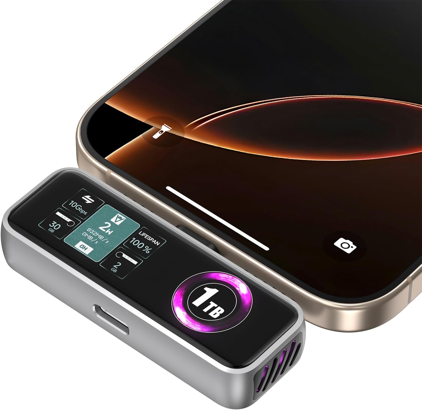 ZIKE Z791C Magnetic Portable SSD 1 TB, External SSD Built-in Fan, 4K 120fps ProRes Video Recording, USB3.2 Gen2 up to 990MB/s, Supports PD3.0 Port 27W Charging Compatible with iPhone 17/16/15