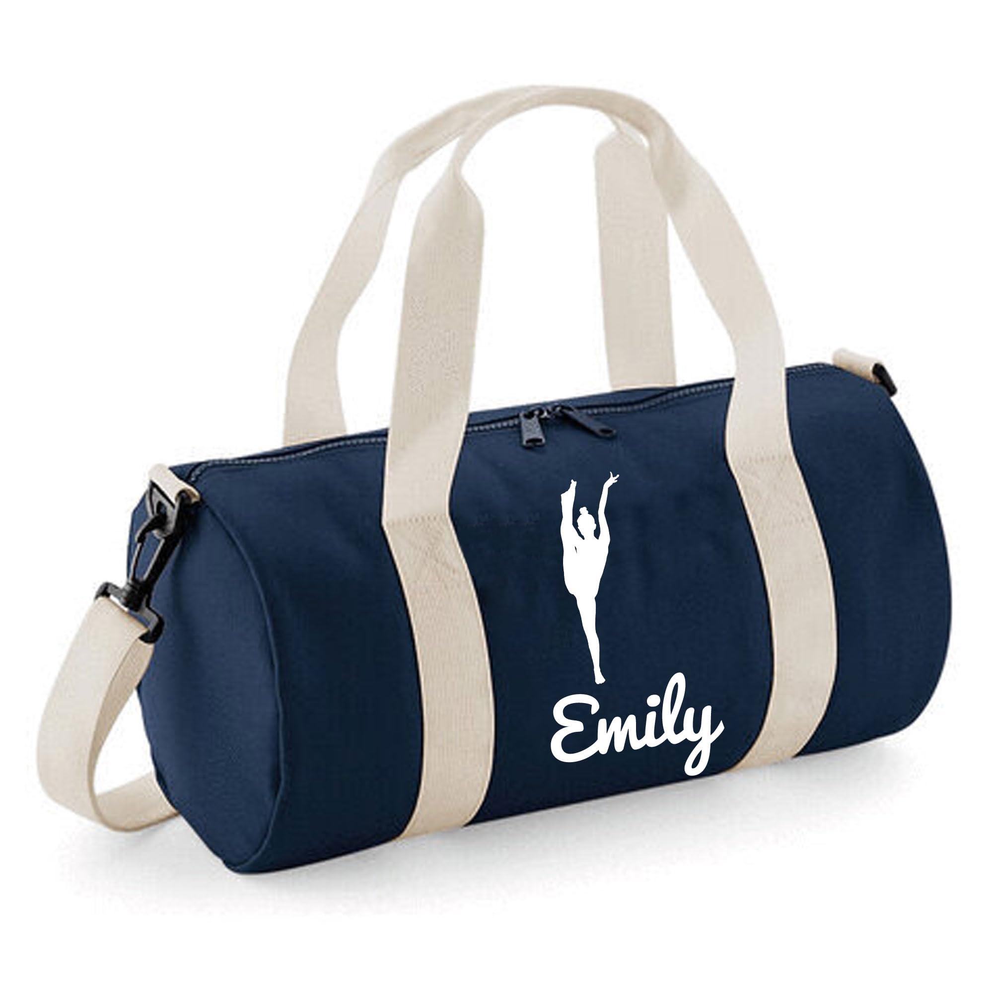 Personalised Gymnastics Bag Girls Dance Bags for Girls Kids Gym Bag Perfect Gymnastics Gifts & Sports Equipment Storage 20x20x40cm 12L Standing Splits Design Barrel Bag for Gymnastics Navy