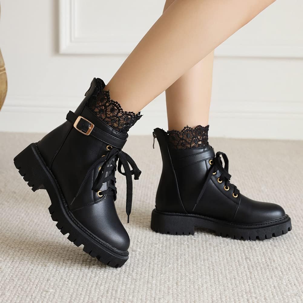 Women’s Fashion Platform Heel Jeans Ankle Boots Chunky High Heels Sweet Booties