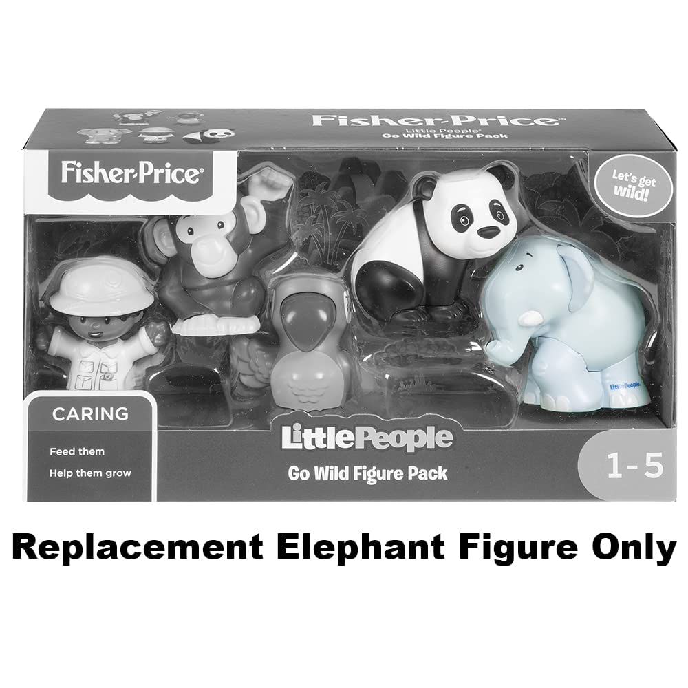 Pieza de repuesto para Fisher-Price Little People Go Wild Safari Guide Figure Pack – GNM37 ~ Juguete de elefante azul/gris de repuesto