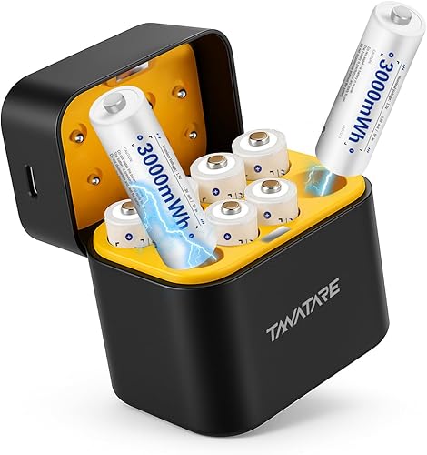 Paquete de 8 baterías recargables AA de iones de litio con cargador rápido de 2.5 horas, 3000 mWh 1.5 V de salida constante, baterías recargables