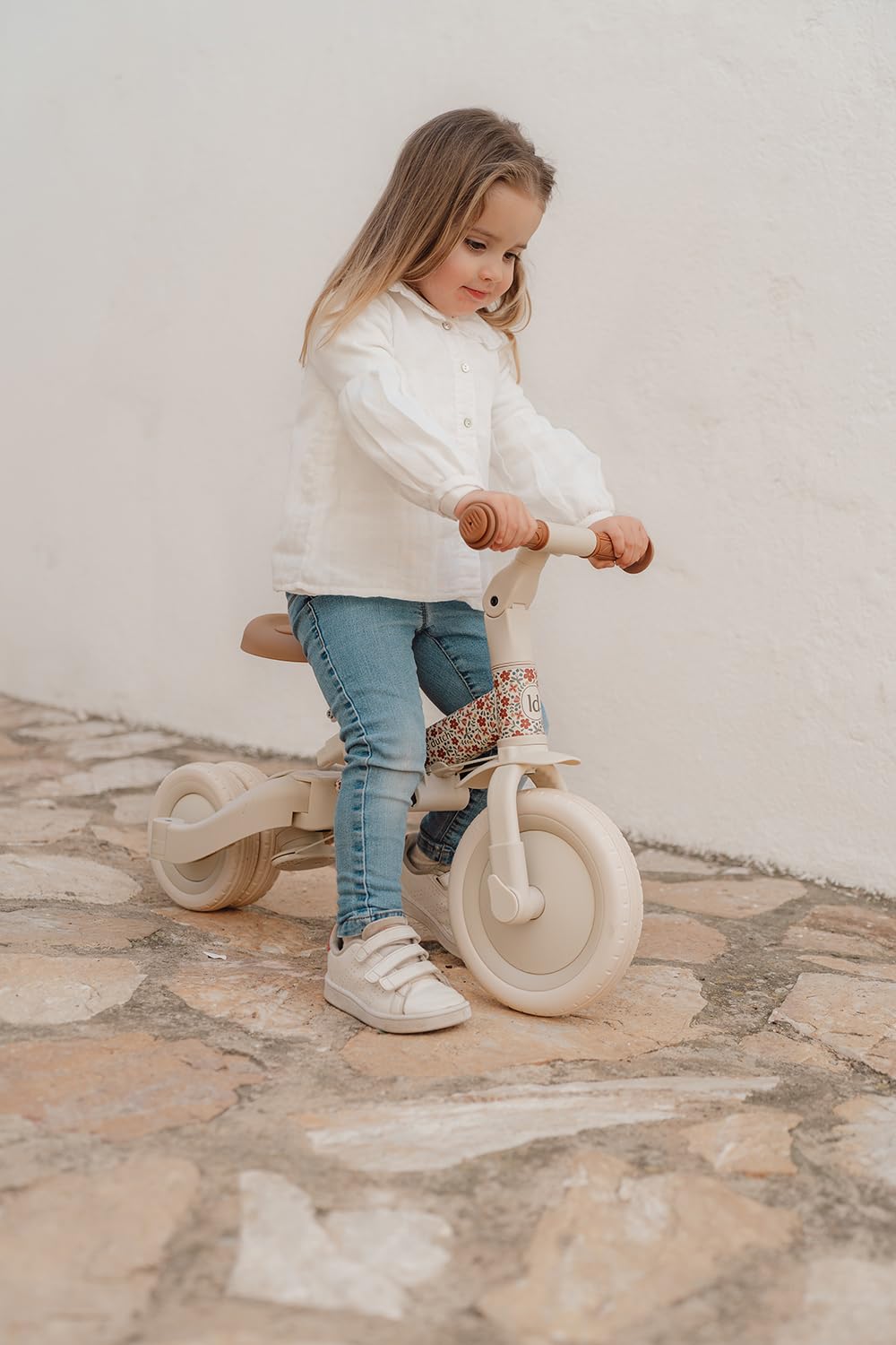 Little Dutch 4-in-1 Dreirad mit Schubstange Laufrad - Sunny Flower Offwhite